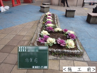 駅前の花壇つくり変え前